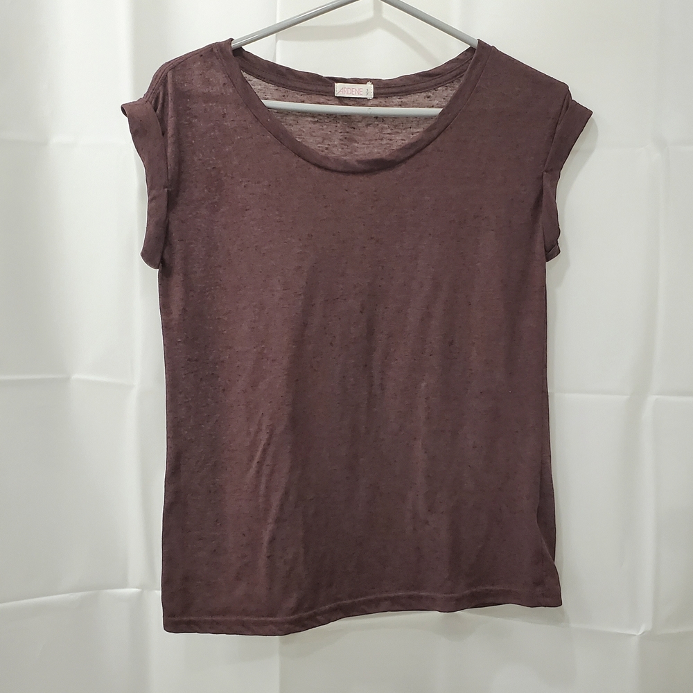 Mauve Lightweight Capsleeve Top with Linen